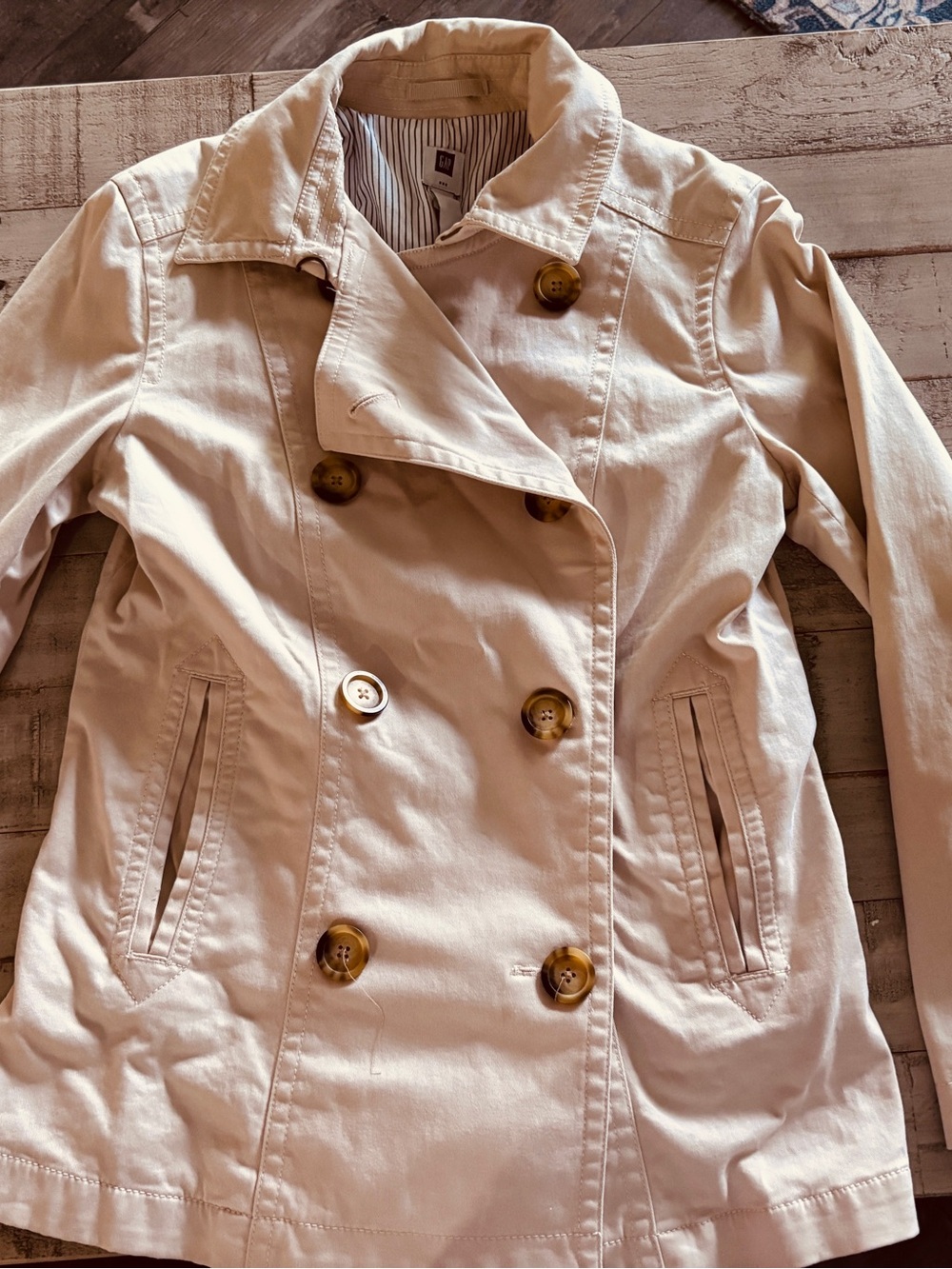 GAP Cream Double-Breasted Pea Coat